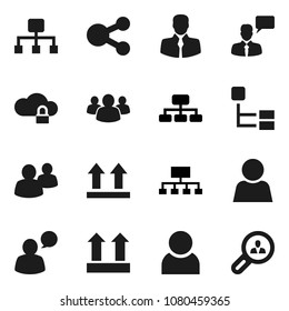 Flat vector icon set - hierarchy vector, client, top sign, speaking man, group, cloud lock, share, user, search