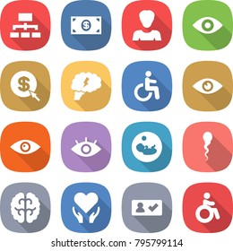 flat vector icon set - hierarchy vector, money, woman, eye, dollar arrow, brain, disability, pregnancy, sperm, health care, check in, invalid