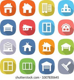 flat vector icon set - home vector, houses, mansion, garage, house with, window, office, bungalow, scraper