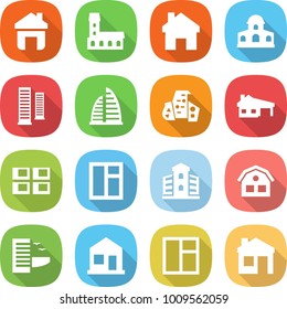 flat vector icon set - home vector, mansion, skyscrapers, skyscraper, modern architecture, house with garage, panel, window, building, hotel