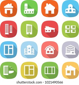 flat vector icon set - home vector, mansion, skyscrapers, skyscraper, house with garage, panel, window, building, office, hotel