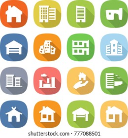 flat vector icon set - home vector, houses, skyscraper, slum, garage, modern architecture, modular house, building, district, city, real estate, hotel, bungalow