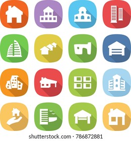 flat vector icon set - home vector, cottage, mansion, skyscrapers, skyscraper, houses, slum, garage, modern architecture, house with, panel, building, real estate, hotel