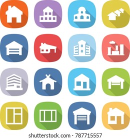 flat vector icon set - home vector, cottage, mansion, houses, garage, house with, building, city, office, bungalow, window