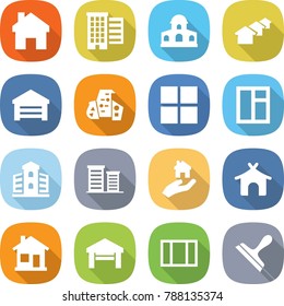 flat vector icon set - home vector, houses, mansion, garage, modern architecture, window, building, district, real estate, bungalow, scraper
