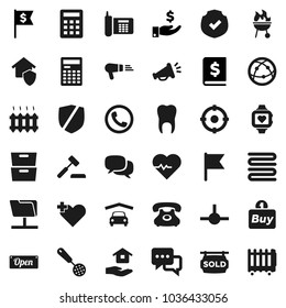 Flat vector icon set - house hold vector, towel, skimmer, bbq, calculator, archive, flag, investment, annual report, dollar, heart pulse, monitor, phone, protected, internet, dialog, cross, tooth