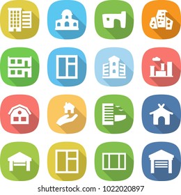 flat vector icon set - houses vector, mansion, slum, modern architecture, modular house, window, building, city, real estate, hotel, bungalow, garage