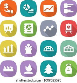 flat vector icon set - investment vector, diagram, statistics, presentation, annual report, graph, up, flower, greenhouse, seedling, sprouting, spruce, fertilizer