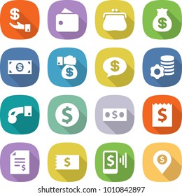 flat vector icon set - investment vector, wallet, purse, money bag, gift, message, virtual mining, hand coin, dollar, receipt, account balance, mobile pay, pin