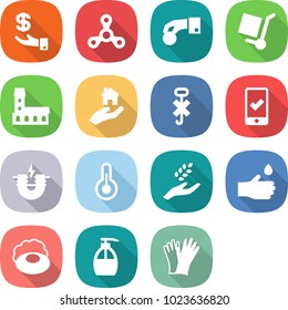 flat vector icon set - investment vector, spinner, hand coin, cargo stoller, mansion, real estate, do not hook sign, mobile checking, electric magnet, thermometer, harvest, drop, soap, liquid