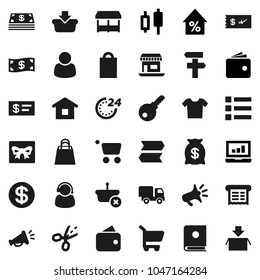 Flat vector icon set - japanese candle vector, laptop graph, wallet, percent growth, office, gift, dollar coin, cash, money bag, 24 hour, shopping, market, customer, support, receipt, basket, cart