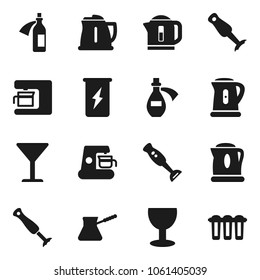 Flat vector icon set - kettle vector, turk coffee, blender, enegry drink, glass, potion, maker, water filter