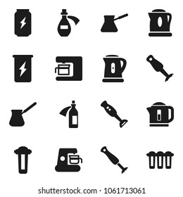 Flat vector icon set - kettle vector, turk coffee, blender, enegry drink, potion, maker, water filter