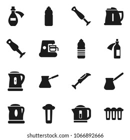 Flat vector icon set - kettle vector, turk coffee, blender, water bottle, potion, maker, filter