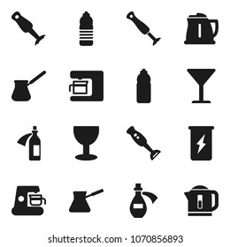 Flat vector icon set - kettle vector, turk coffee, blender, enegry drink, water bottle, glass, potion, maker