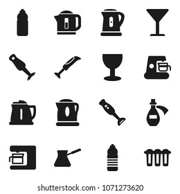 Flat vector icon set - kettle vector, turk coffee, blender, water bottle, glass, potion, maker, filter