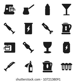 Flat vector icon set - kettle vector, turk coffee, blender, enegry drink, water bottle, glass, potion, maker, filter