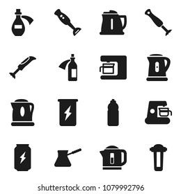 Flat vector icon set - kettle vector, turk coffee, blender, enegry drink, water bottle, potion, maker, filter