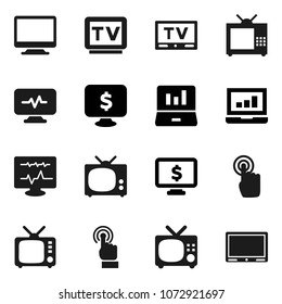 Flat vector icon set - laptop graph vector, monitor dollar, tv, touchscreen, diagnostic