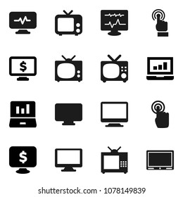 Flat vector icon set - laptop graph vector, monitor dollar, tv, touchscreen, diagnostic