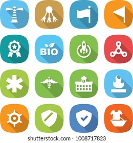 flat vector icon set - lighthouse vector, share, flag, medal, bio, rocket, spinner, ambulance star, sign, university, flammable, handwheel, shield, handle washing