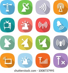 flat vector icon set - lighthouse vector, satellite antenna, wireless, tv, alarm, bell, laptop wifi, siren, signal, no