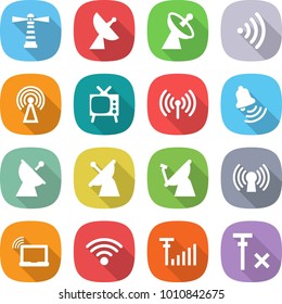 flat vector icon set - lighthouse vector, satellite antenna, wireless, tv, bell, laptop wifi, signal, no