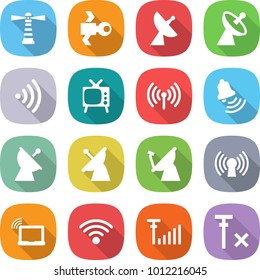 flat vector icon set - lighthouse vector, satellite, antenna, wireless, tv, bell, laptop wifi, signal, no