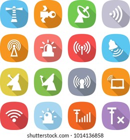 flat vector icon set - lighthouse vector, satellite, antenna, wireless, alarm, bell, laptop wifi, siren, signal, no