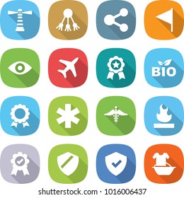 flat vector icon set - lighthouse vector, share, flag, eye, plane, medal, bio, ambulance star, sign, flammable, shield, handle washing