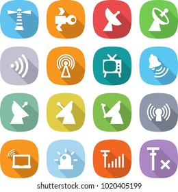 flat vector icon set - lighthouse vector, satellite, antenna, wireless, tv, bell, laptop wifi, siren, signal, no