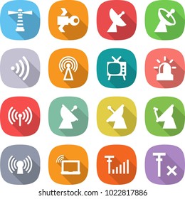 flat vector icon set - lighthouse vector, satellite, antenna, wireless, tv, alarm, laptop wifi, signal, no