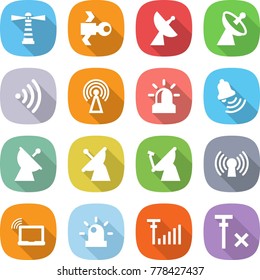 flat vector icon set - lighthouse vector, satellite, antenna, wireless, alarm, bell, laptop wifi, siren, signal, no