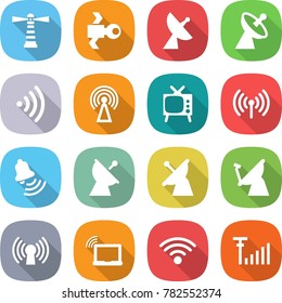 flat vector icon set - lighthouse vector, satellite, antenna, wireless, tv, bell, laptop wifi, signal