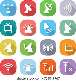 flat vector icon set - lighthouse vector, satellite antenna, wireless, tv, alarm, bell, laptop wifi, siren, signal, no