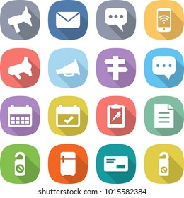 flat vector icon set - loudspeaker vector, mail, message, phone wireless, megafon, singlepost, sms, calendar, terms, clipboard pen, document, do not distrub, fridge, envelope