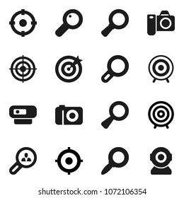 Flat vector icon set - magnifier vector, target, client search, camera, web