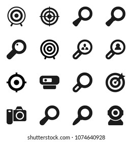 Flat vector icon set - magnifier vector, target, client search, camera, web