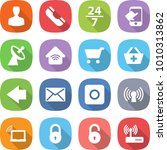 flat vector icon set - man vector, phone, 24 7, touch, satellite antenna, wireless home, cart, add to basket, left arrow, mail, ring button, laptop wifi, lock, unlock, router