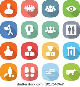 flat vector icon set - man vector, team, group, eye, courier, bulb head, wc, hospital recieption, client, security, detector, passenger, slippers, cow
