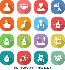 flat vector icon set - man vector, team, woman, courier, hospital recieption, construction, workman, apron, skysrcapers cleaning, skyscrapers, vacuum cleaner, outsource