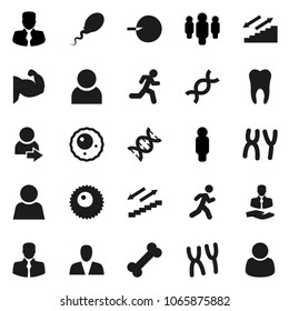 Flat vector icon set - manager vector, man, muscule hand, stairways run, bone, client, dna, insemination, chromosomes, sperm, ovule, tooth, user, login, consumer, customer