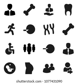 Flat vector icon set - manager vector, man, buttocks, bone, run, client, group, disabled, pregnancy, insemination, chromosomes, tooth, login