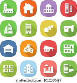 flat vector icon set - mansion vector, home, cottage, skyscrapers, skyscraper, houses, slum, garage, modern architecture, house with, modular, panel, building, city, hotel