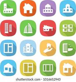 flat vector icon set - mansion vector, home, cottage, skyscrapers, skyscraper, house with garage, panel, window, building, real estate, hotel