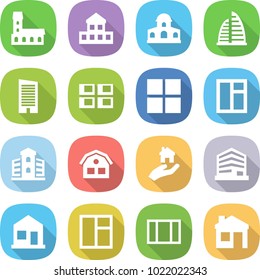 flat vector icon set - mansion vector, cottage, skyscraper, panel house, window, building, real estate, office, home