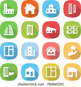 flat vector icon set - mansion vector, home, skyscrapers, skyscraper, house with garage, panel, window, building, real estate, hotel