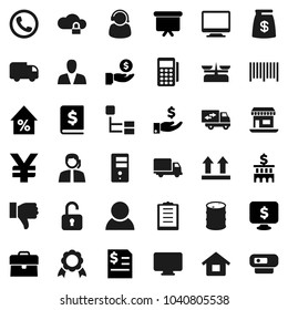 Flat vector icon set - medal vector, percent growth, case, investment, annual report, bank building, presentation board, monitor dollar, yen sign, office, support, delivery, clipboard, top, server