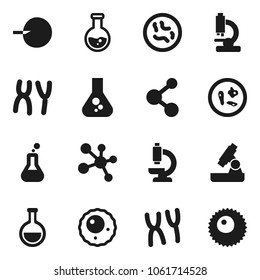 Flat vector icon set - microscope vector, flask, molecule, insemination, microbs, chromosomes, ovule