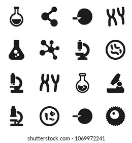 Flat vector icon set - microscope vector, flask, molecule, insemination, microbs, chromosomes, ovule